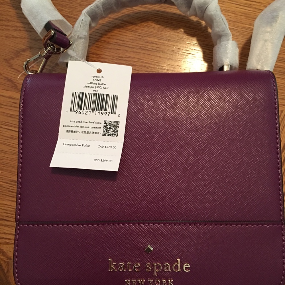 Kate Spade - square crossbody - saffiano leather - plum pie staci.  BNWT